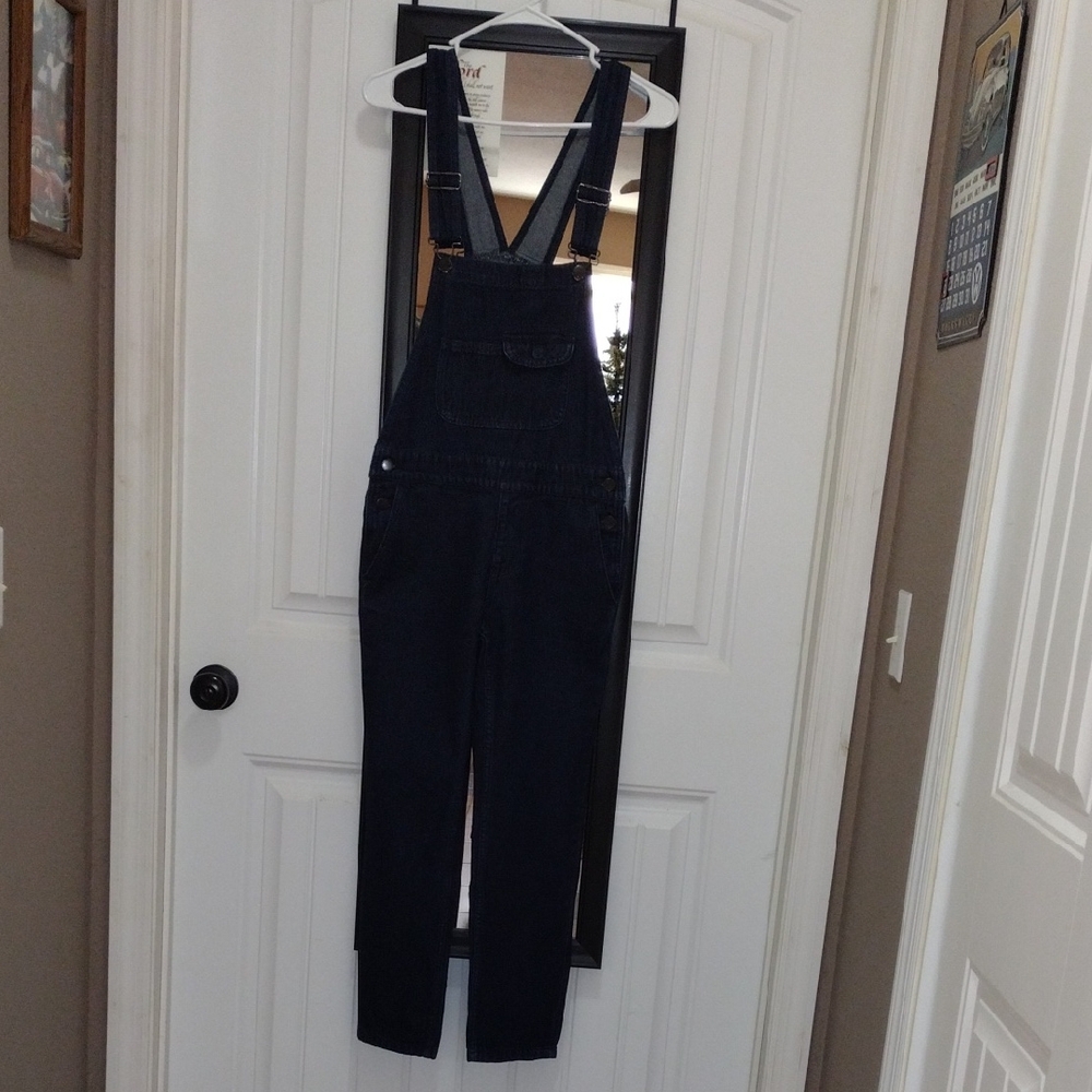 GU Jeans Skinny Dark Wash Women's Denim Overalls Size Medium Super Cute